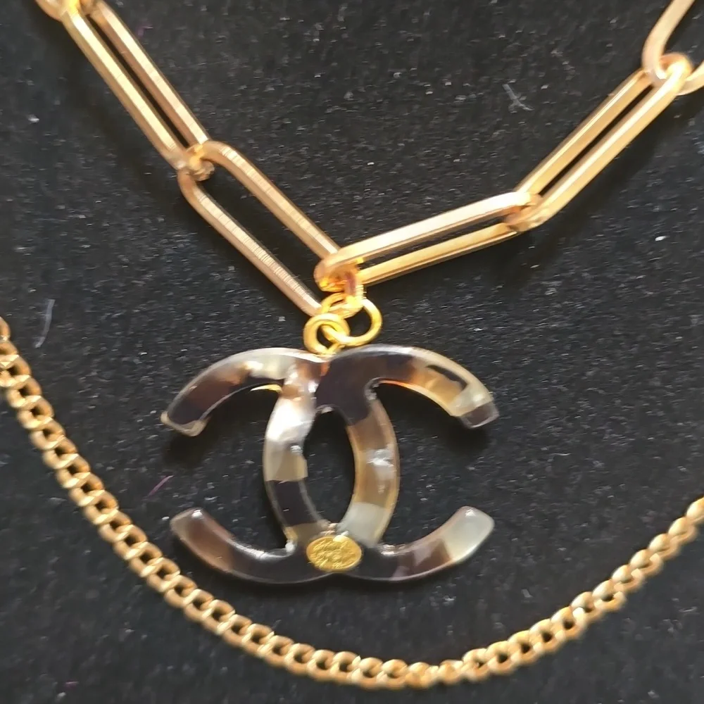 Gold Layered Necklace with Paperclip Chain - Picture 3 of 3